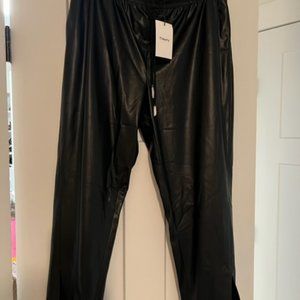 THEORY leather faux pants black